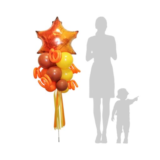 Fall Oak Tree Leaf Orange Yellow Red mylar Balloon yard pedestal