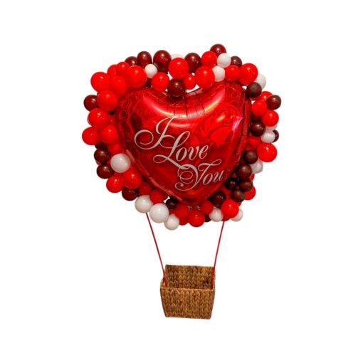 Hot Air Balloon of Love Sculpture I LOVE YOU Mylar Heart