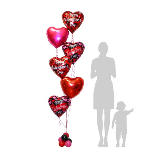 Classic Happy Valentine's Day Heart Mylar Bouquet - Image 3