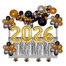 New Year's Set - Jumbo Numbers, Organic Garland (10ft), Party Balls & Metallic Skirt