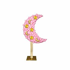 Celestial Baby Shower Moon Macaron Pink with Gold accents