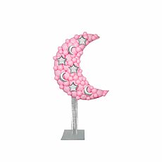 Celestial Baby Shower Moon Macaron Pink with Silver accents